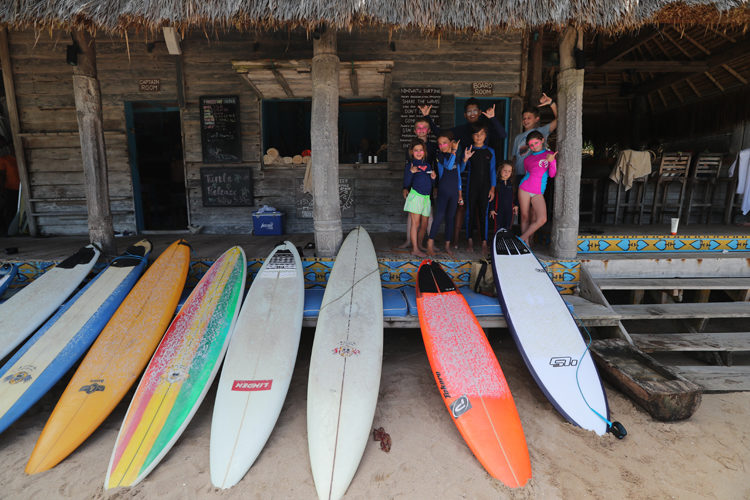 Groms getting ready to surf at Nihi Sumba