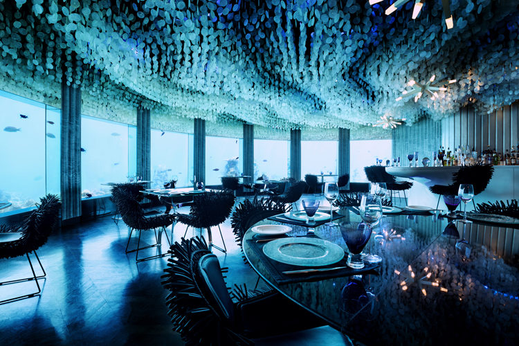 Niyama Private Island underwater subsix dining room and bar
