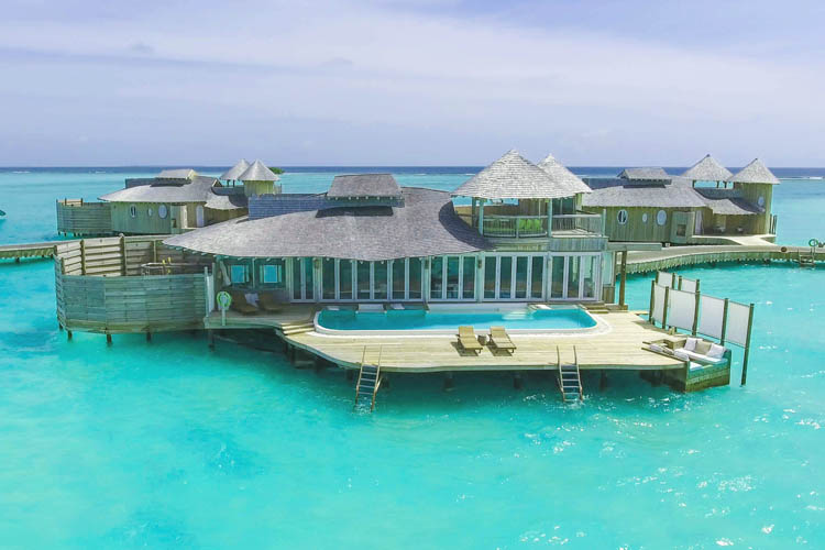 Wayfarers Atlas Luxury Family Surf Resort Soneva Jani Resort exterior of 1 Bedroom Water Retreat with pool
