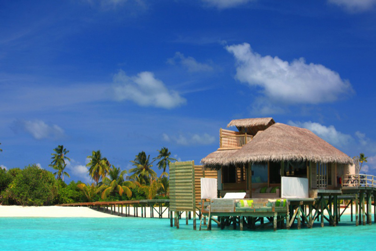 Exterior of water Villa at Six Senses Laamu Maldives