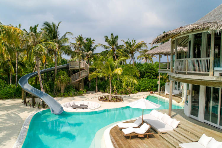 Wayfarers Atlas Luxury Family Surf Resort Soneva Jani 4 Bedroom Island Reserve Pool and Waterslide