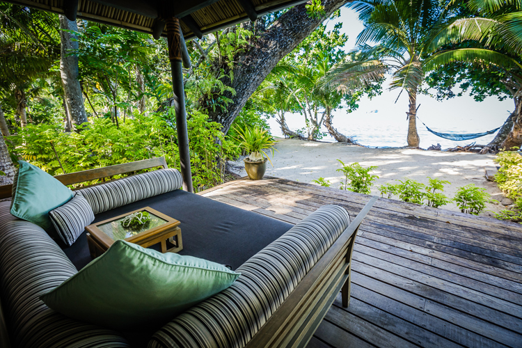 Views from the honeymoon bure deck at Qamea Resort and Spa Fiji