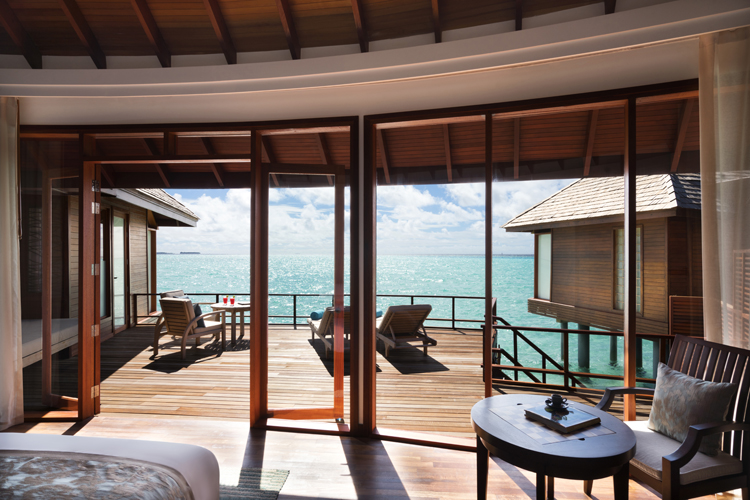views from overwater suite at Anantara Dhigu, Maldives