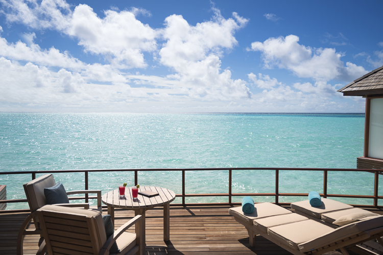 view from overwater suite at Anantara Dhigu, Maldives