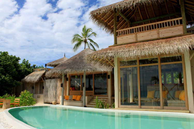 Exterior of Two bedroom Lagoon Beach Villa with Pool at Six Senses Laamu Maldives