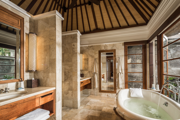 Lavish bathroom interior at Four Seasons Jimbaran Bay Bali