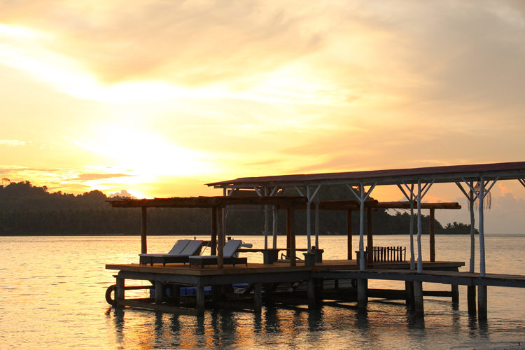 Sunset of the water at Aloita Resort