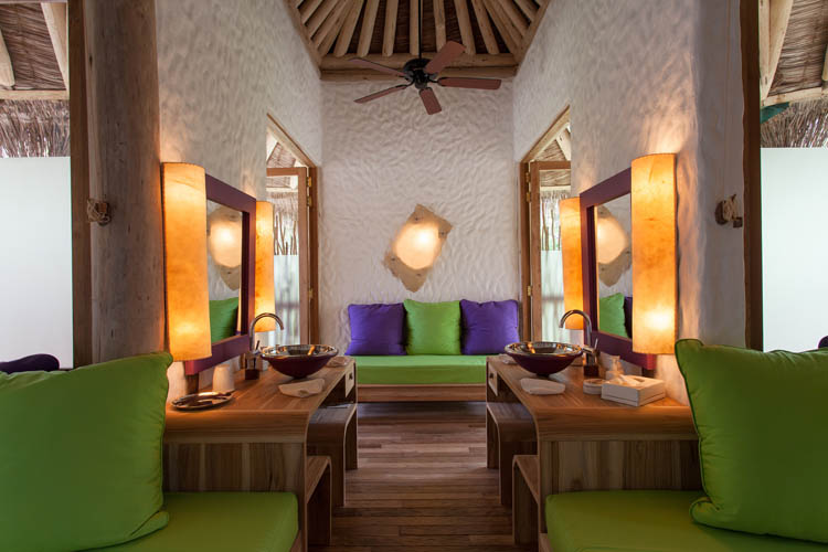 Wayfarers Atlas Soneva Fushi Maldives villa 14 bathroom. The perfect family-friendly or group surf holiday destination