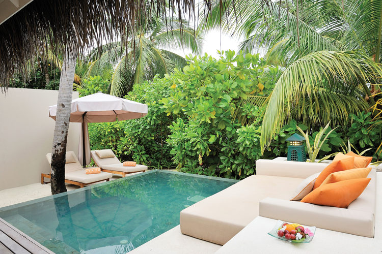Exterior view of beach villa pool at Ayada Maldives