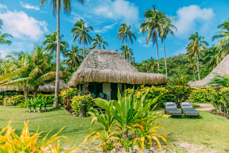 Exterior of the beachfront bure at Qamea Resort and Spa Fiji