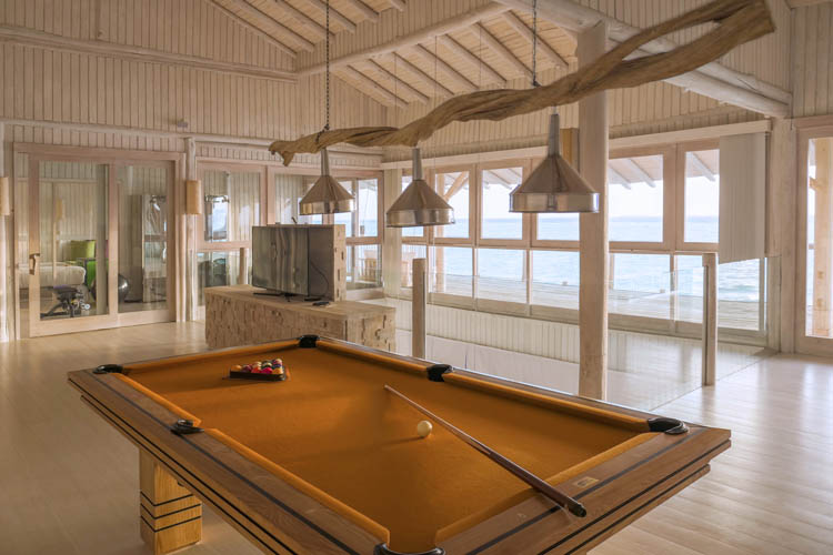 Wayfarers Atlas Luxury Family Surf Resort Soneva Jani Resort 4 Bedroom Water Reserve pool table