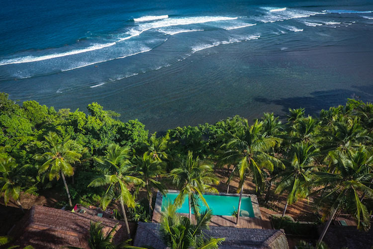 Aerial view of Moro Ma Doto Morotai Island Surf Resort Indonesia