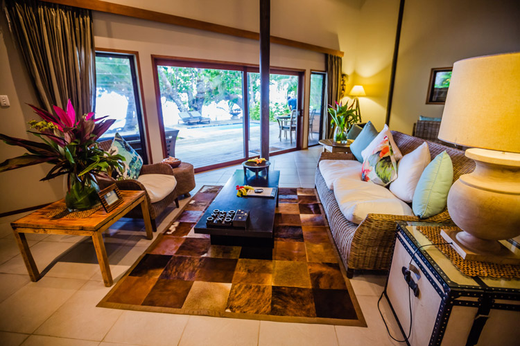Interior of the Royal Beach House lounge at Qamea Resort and Spa Fiji