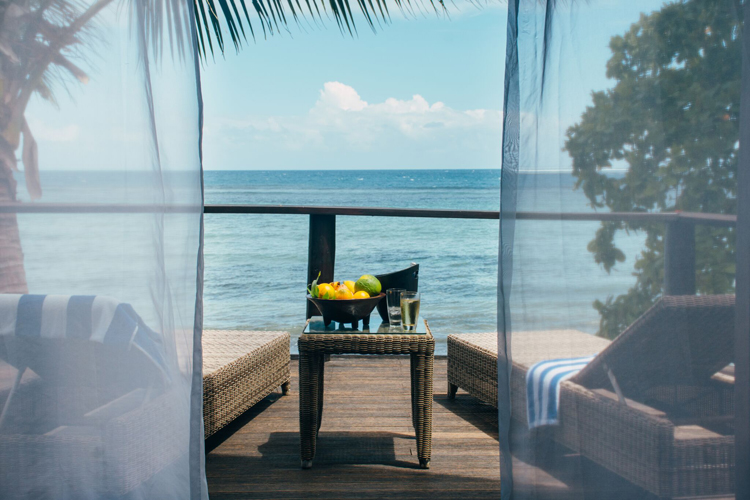 View off Beachfront villa deck at Sinalei Reef Resort and Spa, Samoa