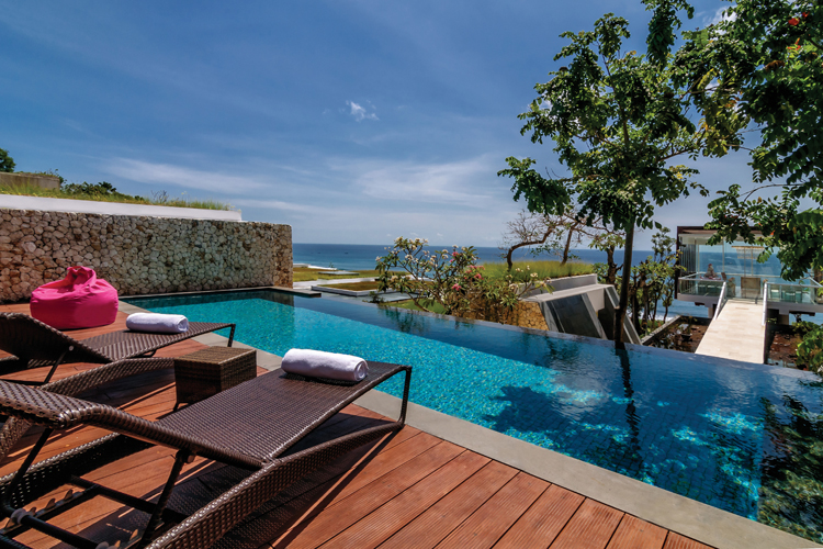 Exterior of two bedroom ocean front pool villa at Anantara Uluwatu