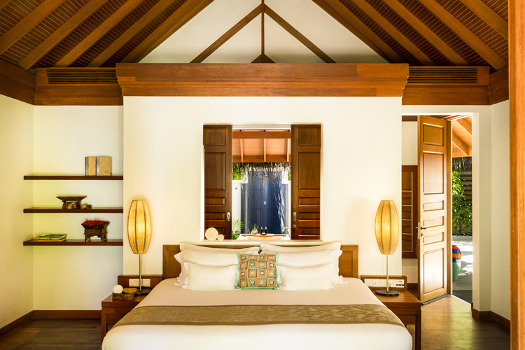 Two bedroom family villa master bedroom at Anantara Dhigu, Maldives