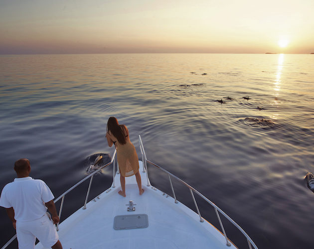 Wayfarers Atlas Soneva Fushi Maldives sunset dolphin cruise.