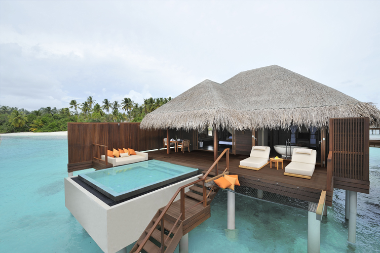 Exterior of ocean villa with pool at Ayada Maldives