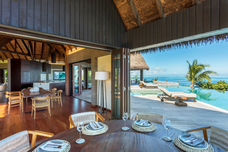 Six Senses Fiji Four Bedroom Residence Dining Area and Deck
